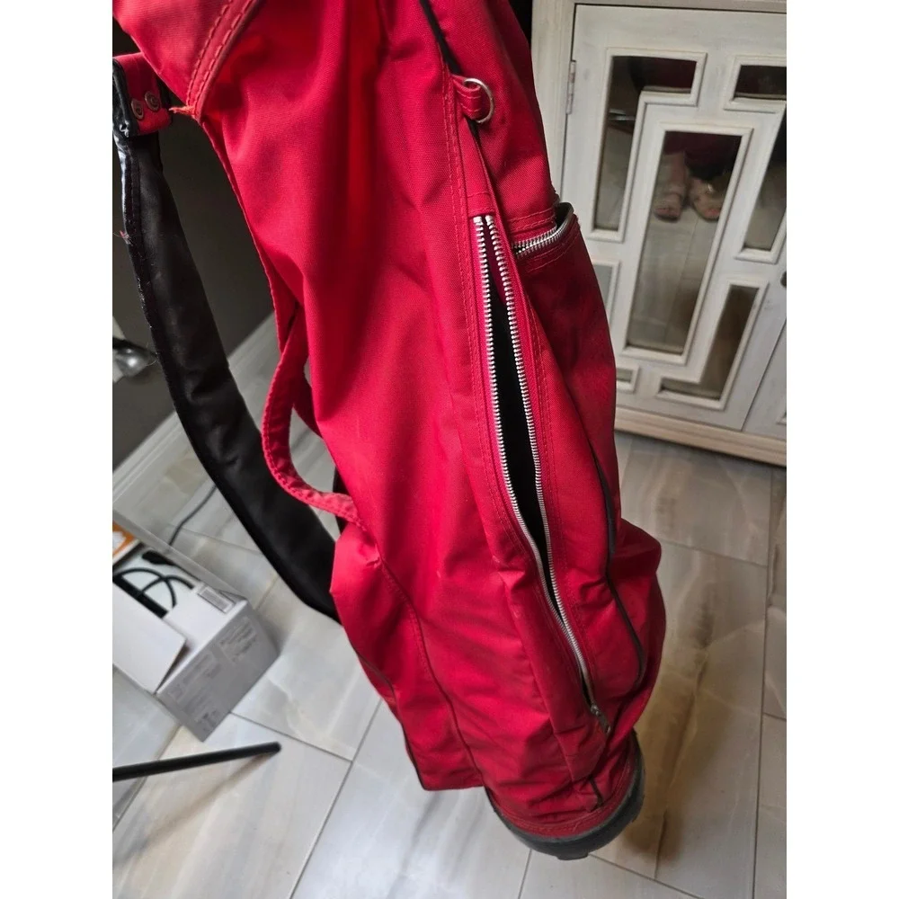 Vintage Red Golf Sunday Carry Bag Lightweight Canvas Padded Strap 32 Inch‎